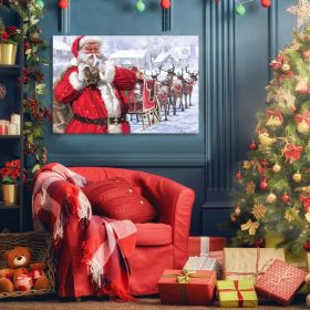 Framed Canvas Wall Art Decor Painting For Chrismas, Santa With Gift Painting For Chrismas Gift, Decoration For Chrismas Eve Office Living Room