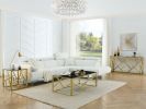 Modern Rectangular Coffee Accent Table with Black Tempered Glass Top and Stainless Steel Frame for Living Room Bedroom - Gold