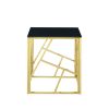 Modern Rectangular Coffee Accent Table with Black Tempered Glass Top and Stainless Steel Frame for Living Room Bedroom - Gold
