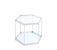 Modern Glass Coffee Table with Silver Finish Stainless Steel Frame