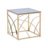Modern Gold Plated Stainless Steel Cube Coffee Table with Tempered Blue Star Grey Glass Top