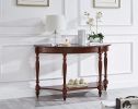 expusm Half Moon Glass End Table; Living Room End Tables; Small Entryway Table with Storage Shelf; Oka Wood Console Table; Cherry Red