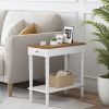 Narrow Side Table with Drawer and Open Storage Shelf