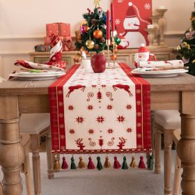 Yarn-dyed Jacquard Cartoon Elk Christmas Tree Pillow Cover (Option: Yarndyed Double Deer-35x240cm)