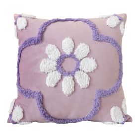 Nordic Cushion Three-dimensional Tufted Bed & Breakfast Pillowcase (Option: Diamond Flower Purple-Pillow Cover)