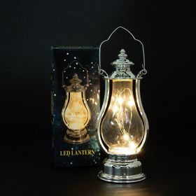 1pc Retro Portable Flameless Candle Lamp; LED Luminous Night Light Creative Small Oil Lamp; Holiday Decoration Ornament; Creative Atmosphere Lamp; Cre (Color: Light String Silver)