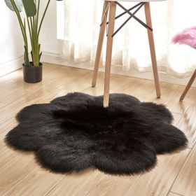 Fluffy 6cm Plush Carpet Fuzzy Wool Floor Mat Multicolor Flowers Clouds Soft Living Room Bedroom Aldult Child Kids Fashion Lovely (Color: Black)
