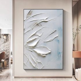 Hand Painted Oil Painting Original white thick textured oil painting on canvas Large wall art Abstract minimalist textured painting Custom painting Li (Style: 01, size: 90x120cm)