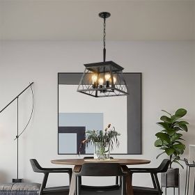 Farmhouse Chandelier 4-Light Vintage Antique Chandeliers Light Fixture For Kitchen Dining Room Living Room(No Bulbs) (Color: as Pic)