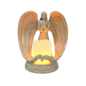 [only for pickup with a prepaid label]Nordic Style Resin Angel Electronic Candle Holder Living Room Church Decorations (Color: sand)