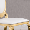 Leatherette Dining Chair with Oval Backrest Set of 2;  Stainless Steel Legs. Size: 22'Lx26"Dx44"H