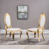 Leatherette Dining Chair with Oval Backrest Set of 2;  Stainless Steel Legs. Size: 22'Lx26"Dx44"H