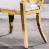 Leatherette Dining Chair with Oval Backrest Set of 2;  Stainless Steel Legs. Size: 22'Lx26"Dx44"H