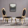 Leatherette Dining Chair with Oval Backrest Set of 2;  Stainless Steel Legs. Size: 22'Lx26"Dx44"H