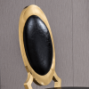 Leatherette Dining Chair with Oval Backrest Set of 2;  Stainless Steel Legs. Size: 22'Lx26"Dx44"H