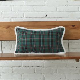 Polyester-cotton Canvas Christmas Green Plaid Pillow Cover (Option: Burr Green Grid 3050-30x35cm Or 45x45cm)