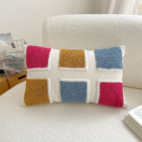 Modern Simple Embroidery Towel  Pillowcsae (Option: Color Grid Length 30x 50cm-Single Pillowcase)