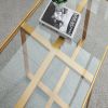 Minimalism rectangle coffee table,Golden metal frame with tempered glass tabletop