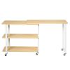 360° Free Rotating Sofa Side Table with Storage Shelves and Casters