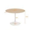 42"Modern Round Dining Table with Printed OAK Color Grain Table Top; Metal Base Dining Table;  End Table Leisure Coffee Table
