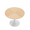 42"Modern Round Dining Table with Printed OAK Color Grain Table Top; Metal Base Dining Table;  End Table Leisure Coffee Table