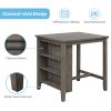 3 Piece Dining Table with Padded Stools, Table Set with Storage Shelf