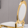 Leatherette Dining Chair with Oval Backrest Set of 2;  Stainless Steel Legs. Size: 22'Lx26"Dx44"H