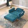 Recline Sofa Chair with Ottoman;  Two Arm Pocket and Wood Frame include 1 Pillow;  Teal (40.5'x33'x32')