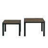 Nesting Coffee Table Set of 2;  Square Modern Stacking Table with Wood Finish for Living Room
