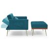 Recline Sofa Chair with Ottoman;  Two Arm Pocket and Wood Frame include 1 Pillow;  Teal (40.5'x33'x32')