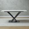 63" Modern Sintered Stone Dinning Table Carrara White Color Dinning Table with Solid Gold Carbon Stell Base