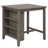 3 Piece Dining Table with Padded Stools, Table Set with Storage Shelf