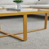 Minimalism rectangle coffee table,Golden metal frame with tempered glass tabletop