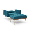 Recline Sofa Chair with Ottoman;  Two Arm Pocket and Wood Frame include 1 Pillow;  Teal (40.5'x33'x32')