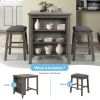 3 Piece Dining Table with Padded Stools, Table Set with Storage Shelf