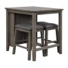 3 Piece Dining Table with Padded Stools, Table Set with Storage Shelf