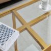 Minimalism rectangle coffee table,Golden metal frame with tempered glass tabletop